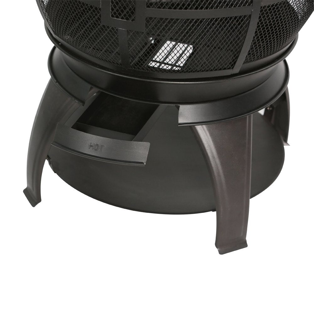 BALI OUTDOORS Wood Burning Fire Pits Chimenea Outdoor Fireplace Wooden Firepit, Brown-Black