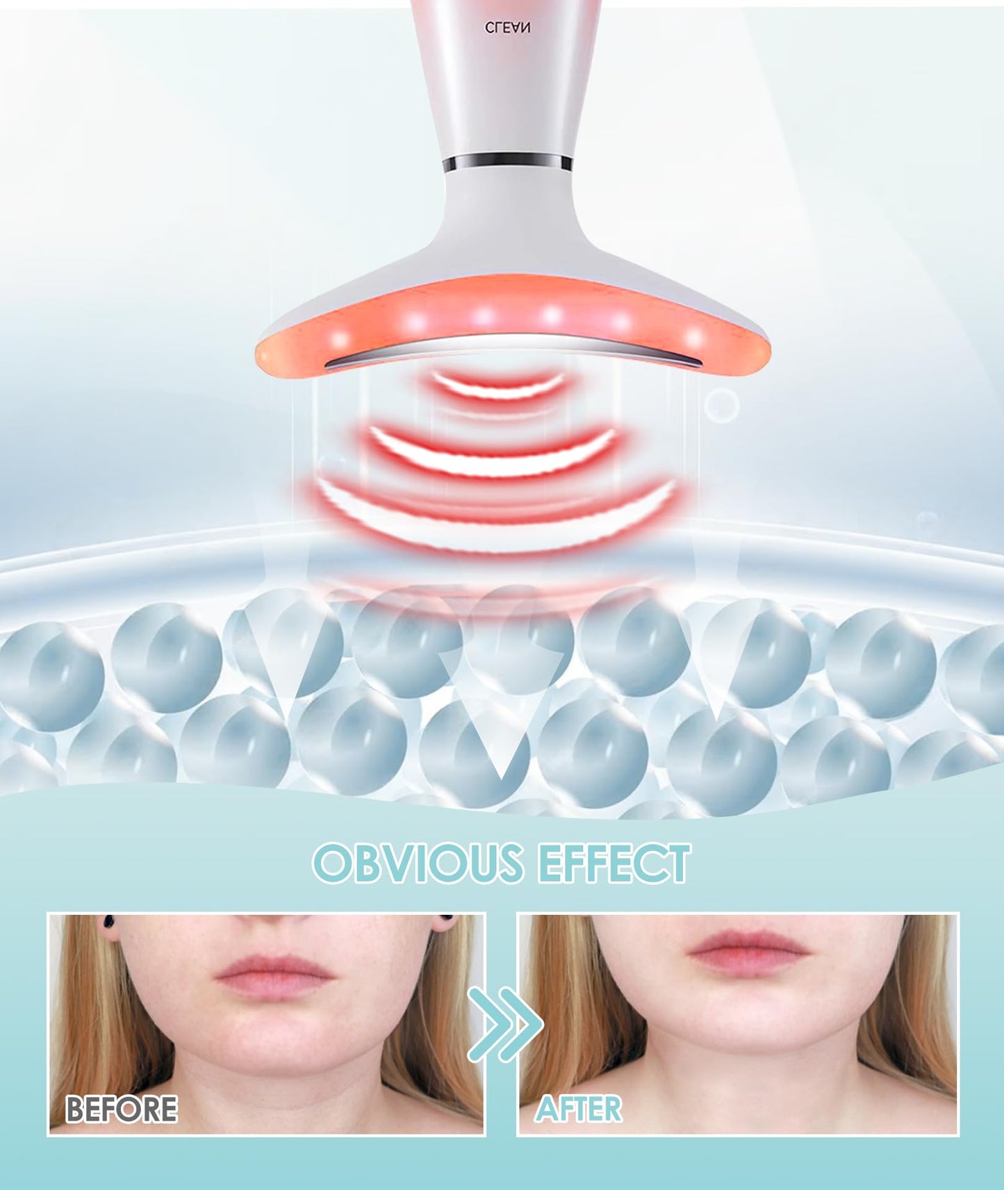ELISHINE 7 Color Neck Face Massager - Facial Massager Tool for Skin Care at Home, Vibrating Face Massager with Thermals, Pink