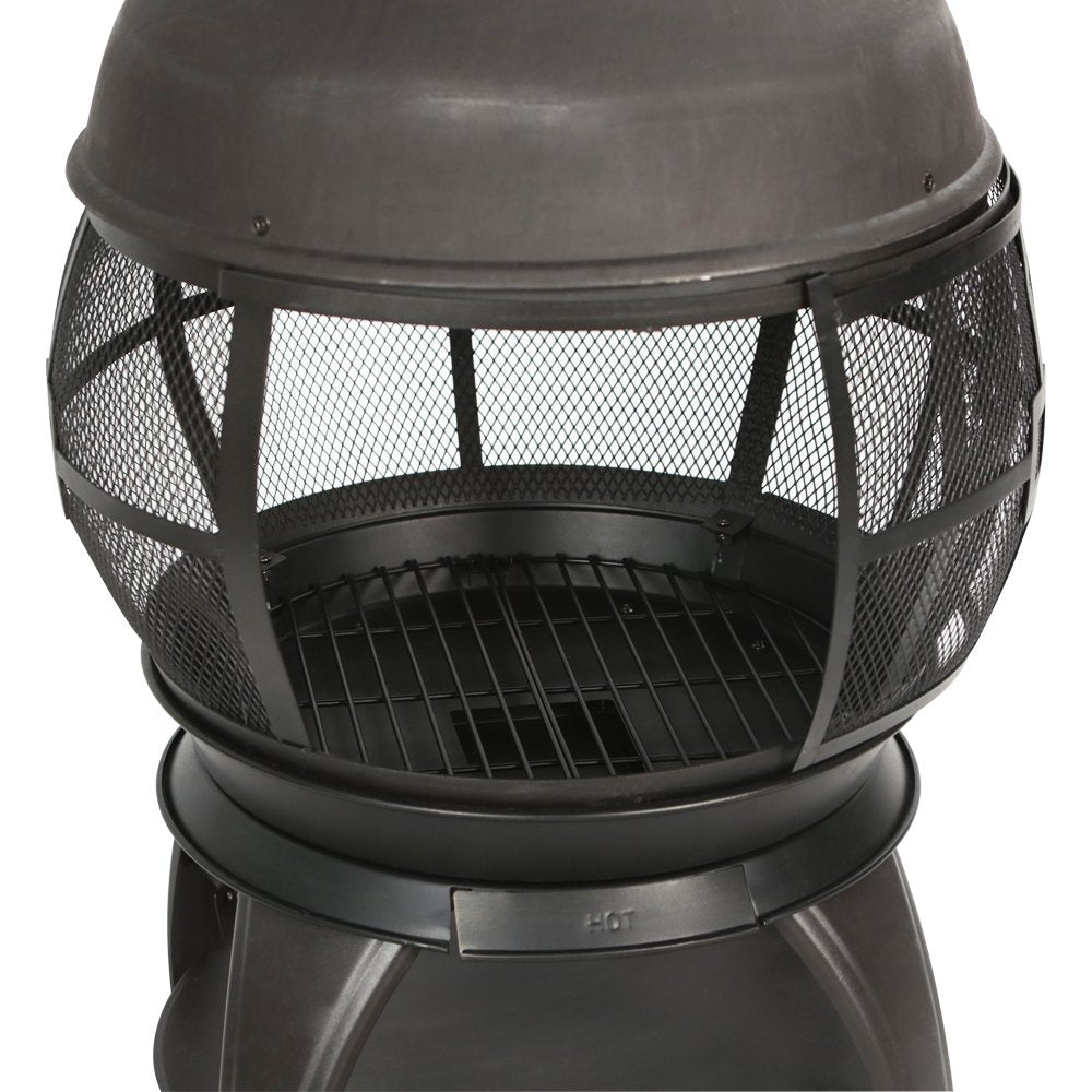 BALI OUTDOORS Wood Burning Fire Pits Chimenea Outdoor Fireplace Wooden Firepit, Brown-Black